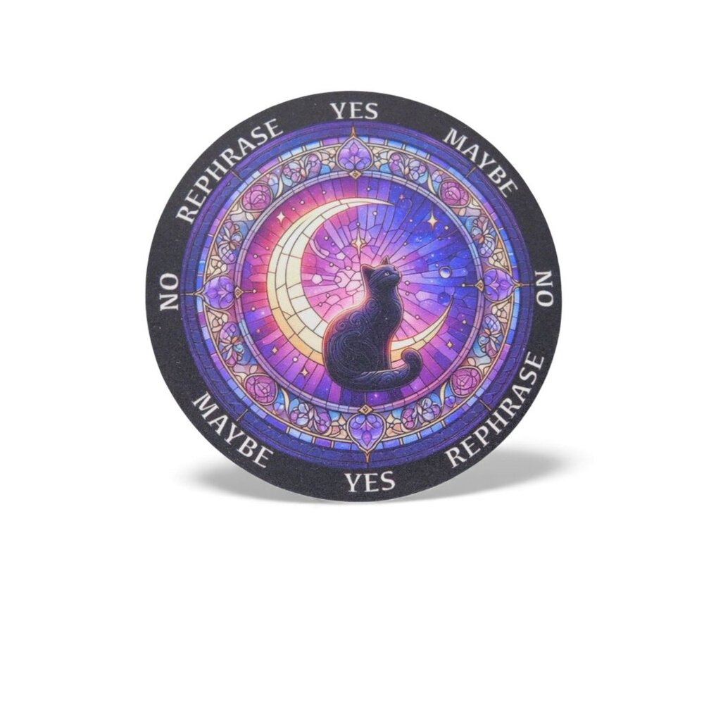 Mystical Cat Pendulum Board 6" - Reversible Coaster & Divination - New - Picture 8 of 8
